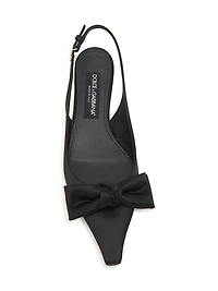 30MM Bow-Detailed Satin Kitten-Heel Pumps