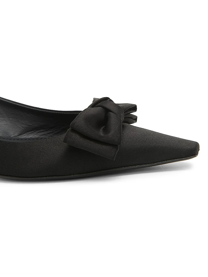 30MM Bow-Detailed Satin Kitten-Heel Pumps