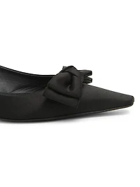 30MM Bow-Detailed Satin Kitten-Heel Pumps