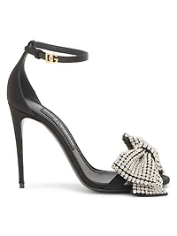 100MM Crystal-Embellished Bow Sandals