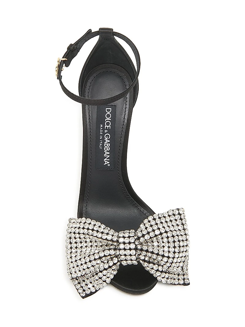 100MM Crystal-Embellished Bow Sandals