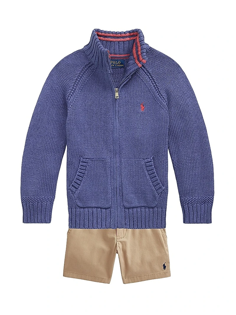 Little Boy's & Cotton Flat Front Shorts