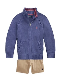 Little Boy's & Cotton Flat Front Shorts