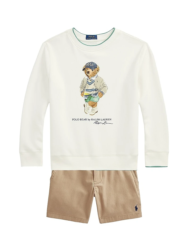 Little Boy's & Cotton Flat Front Shorts