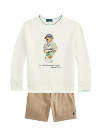 Little Boy's & Cotton Flat Front Shorts