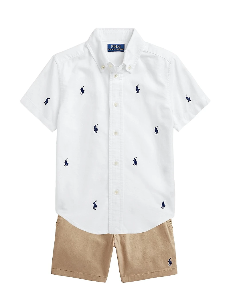 Little Boy's & Cotton Flat Front Shorts