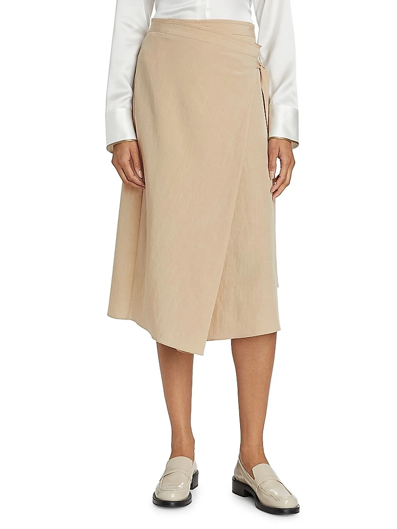 Asymmetric Wrap Midi-Skirt