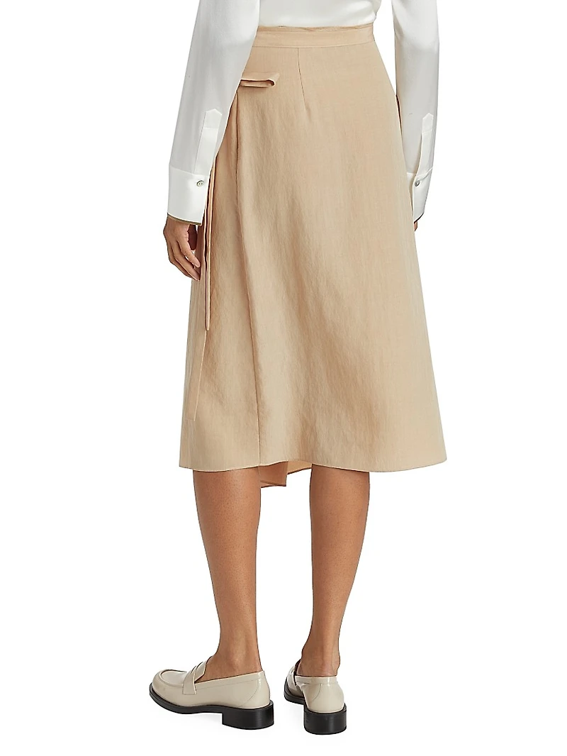 Asymmetric Wrap Midi-Skirt
