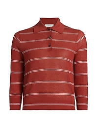 Striped Pique Cotton Polo Tee