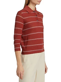 Striped Pique Cotton Polo Tee
