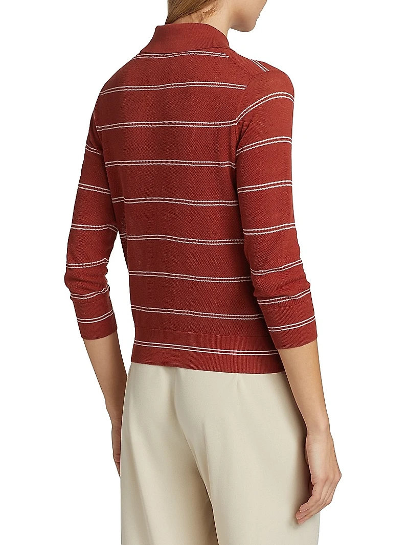 Striped Pique Cotton Polo Tee