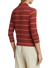 Striped Pique Cotton Polo Tee