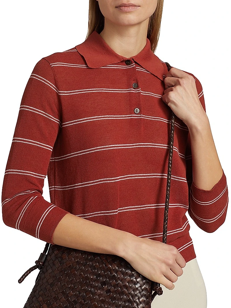 Striped Pique Cotton Polo Tee