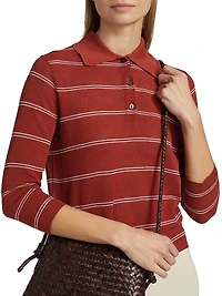 Striped Pique Cotton Polo Tee