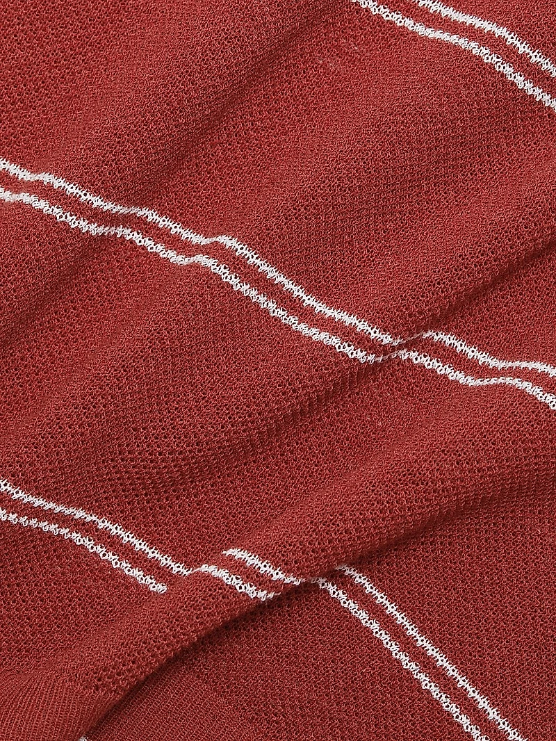 Striped Pique Cotton Polo Tee