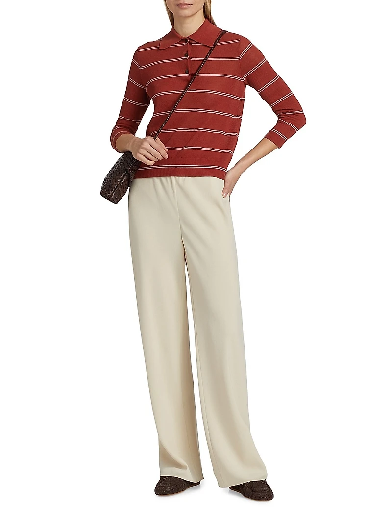 Striped Pique Cotton Polo Tee