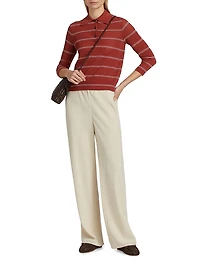 Striped Pique Cotton Polo Tee
