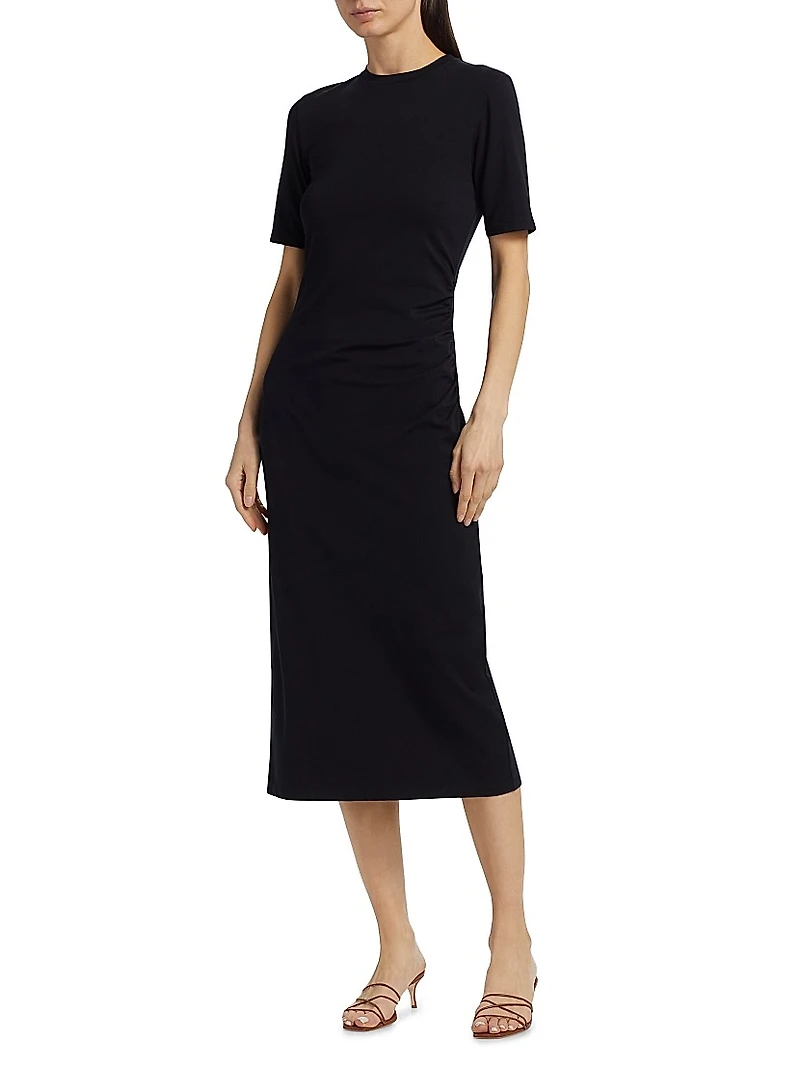 Jersey Short-Sleeve Midi-Dress