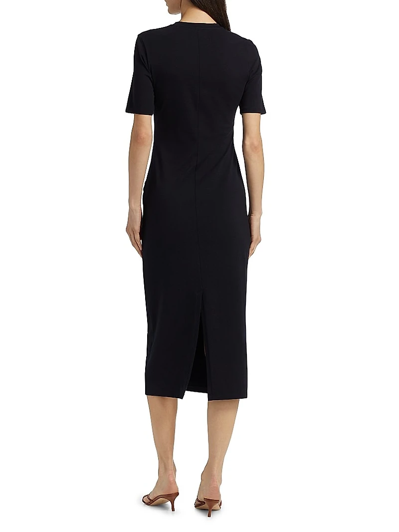 Jersey Short-Sleeve Midi-Dress