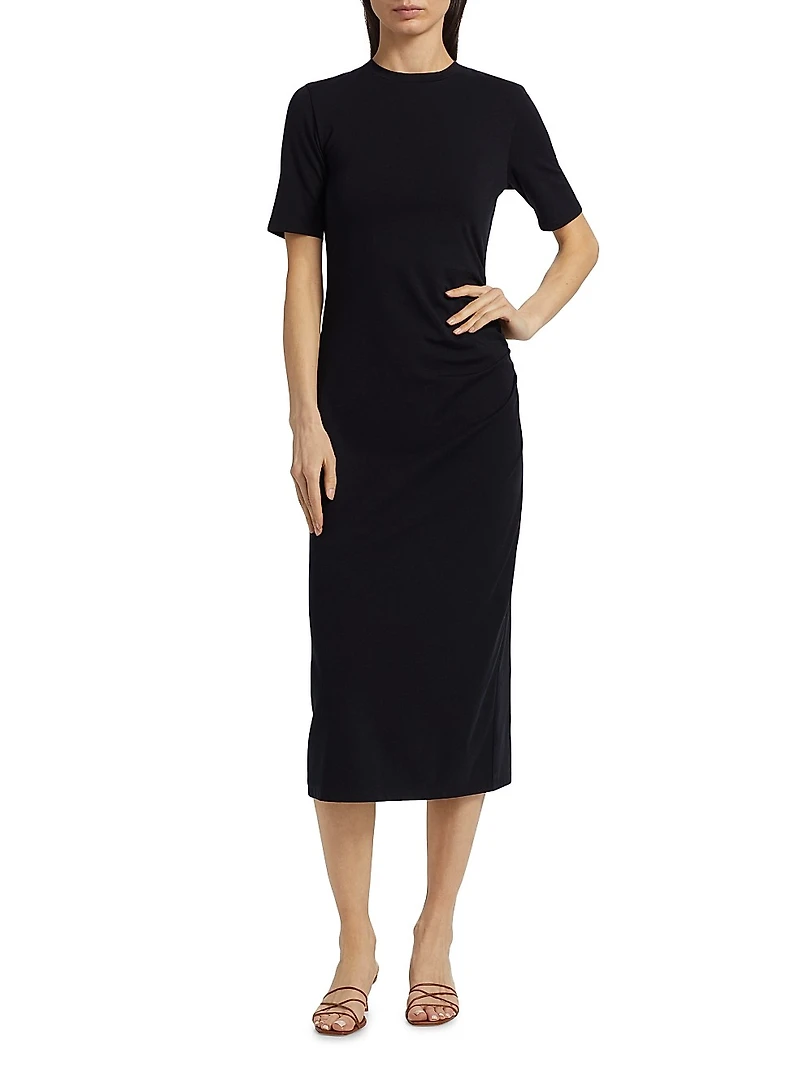 Jersey Short-Sleeve Midi-Dress
