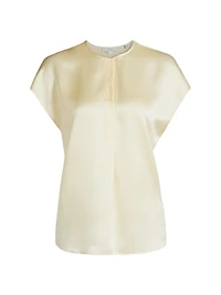 Silk Cap-Sleeve Blouse