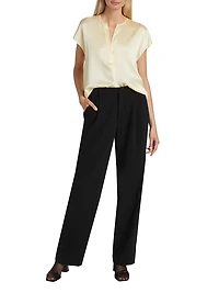 Silk Cap-Sleeve Blouse