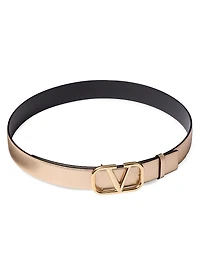 VLogo Signature Reversible Belt Metallic and Shiny Calfskin 30MM