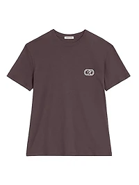 Cotton T-Shirt with V-Logo Signature Patch