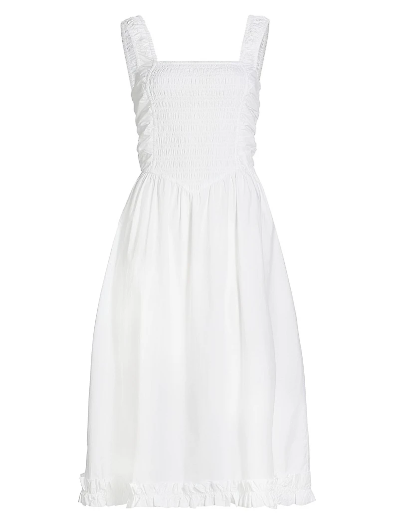 Cotton Poplin Smock Midi-Dress
