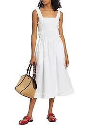 Cotton Poplin Smock Midi-Dress