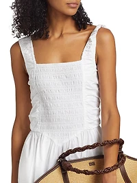 Cotton Poplin Smock Midi-Dress