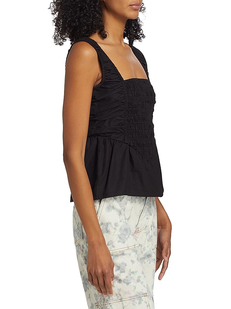 Smocked Cotton Peplum Top