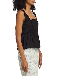 Smocked Cotton Peplum Top