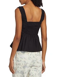 Smocked Cotton Peplum Top