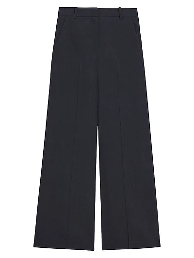 Linen-Blend Wide-Leg Trousers