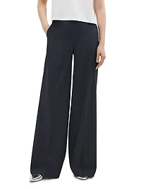 Linen-Blend Wide-Leg Trousers
