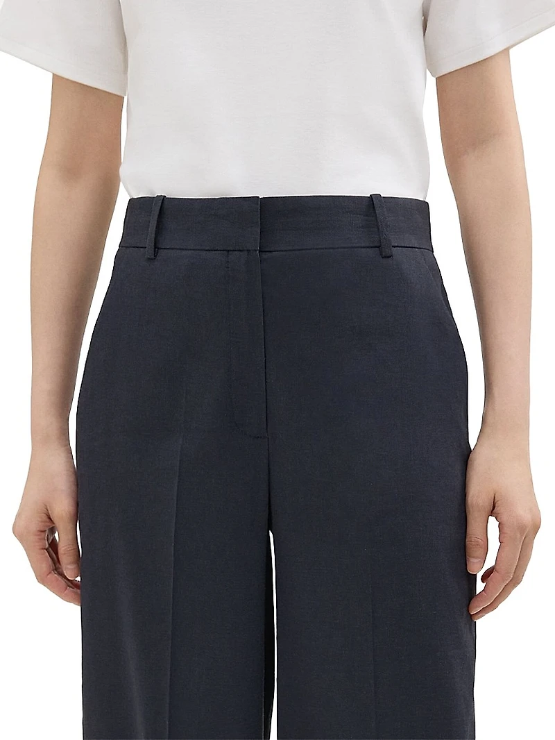 Linen-Blend Wide-Leg Trousers