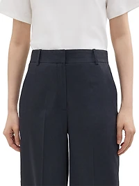 Linen-Blend Wide-Leg Trousers