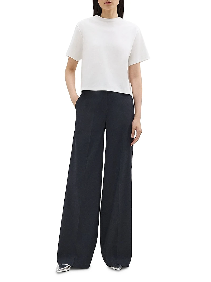 Linen-Blend Wide-Leg Trousers