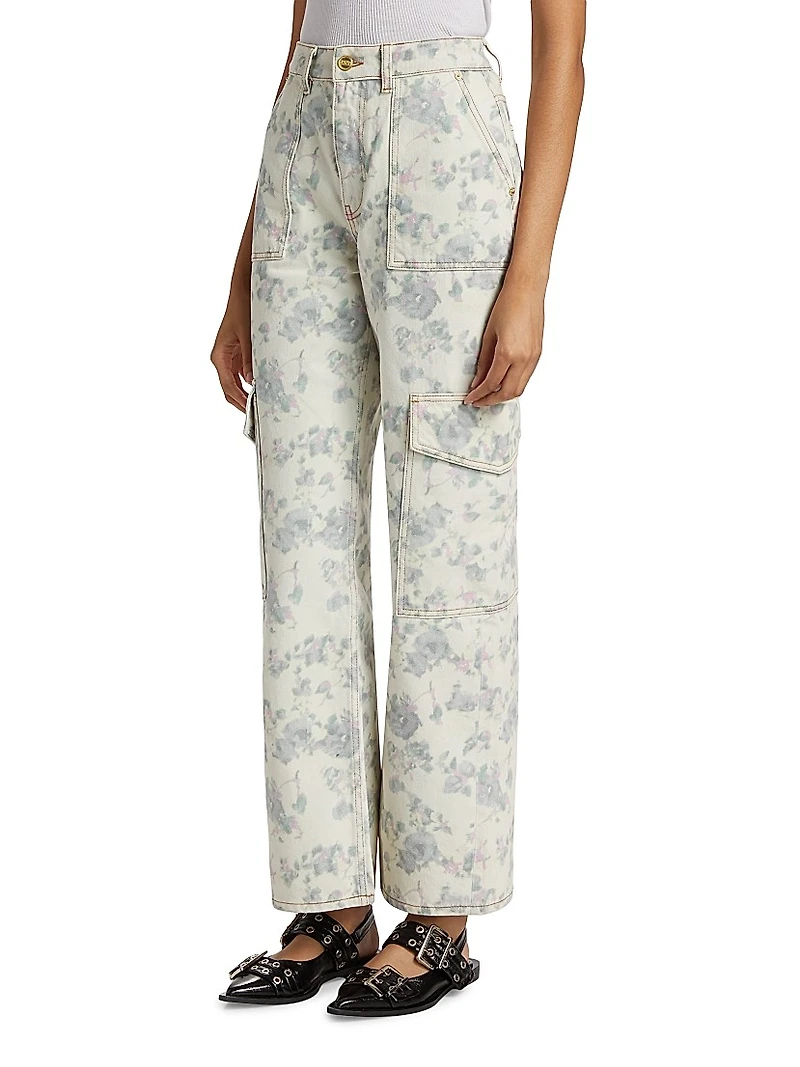Angi Floral Straight Cargo Jeans