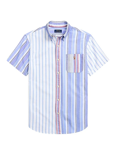 Colorblocked Stripe Oxford Short-Sleeve Sport Shirt
