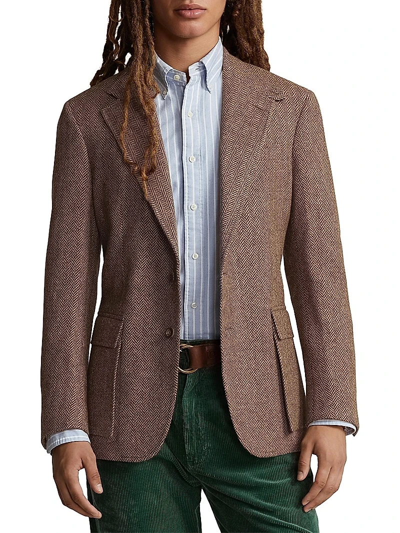 RL67 Herringbone Wool Two-Button Sport Coat
