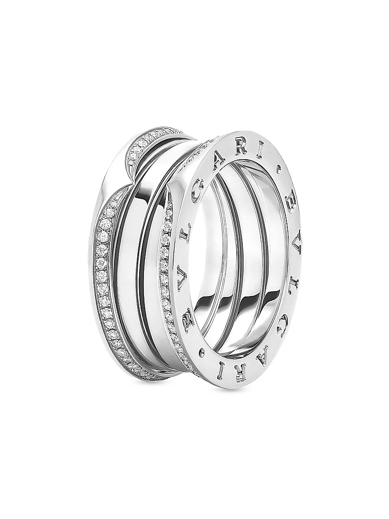 B.zero1 18K White Gold & 0.43 TCW Diamond 3-Band Ring