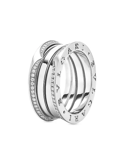 B.zero1 18K White Gold & 0.43 TCW Diamond 3-Band Ring