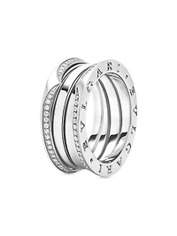 B.zero1 18K White Gold & 0.43 TCW Diamond 3-Band Ring