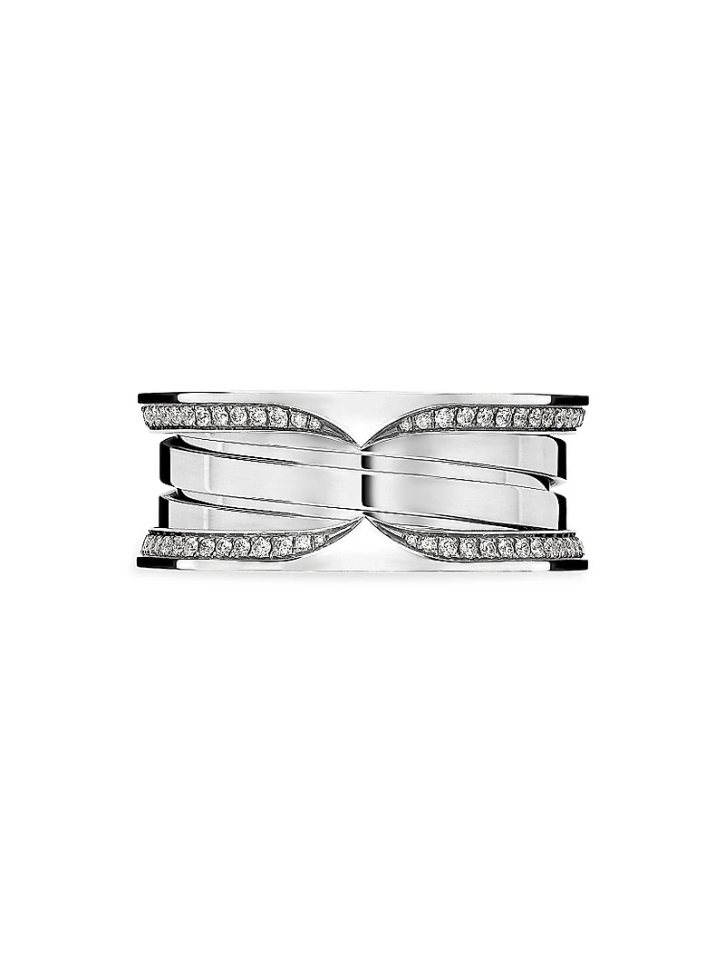 B.zero1 18K White Gold & 0.43 TCW Diamond 3-Band Ring