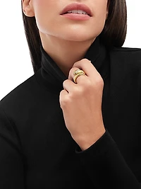 Serpenti 18K Yellow Gold, 0.50 TCW Diamond & Onyx Tubogas Ring