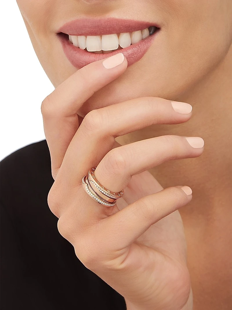 B.zero1 18K Rose Gold & 0.43 TCW Diamond 3-Band Ring