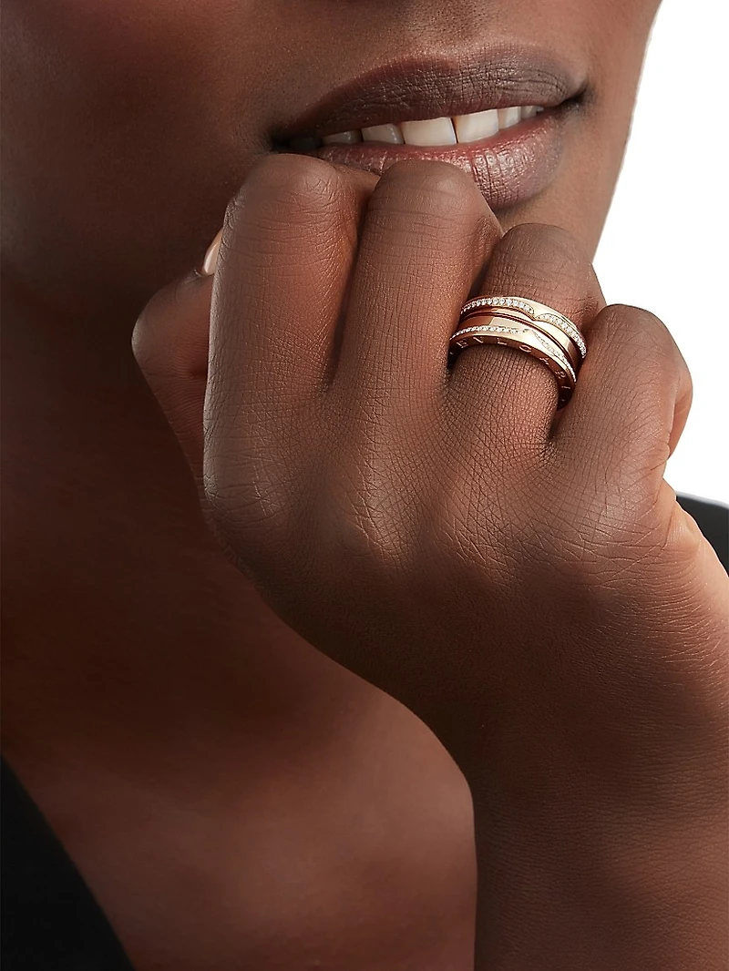 B.zero1 18K Rose Gold & 0.43 TCW Diamond 3-Band Ring