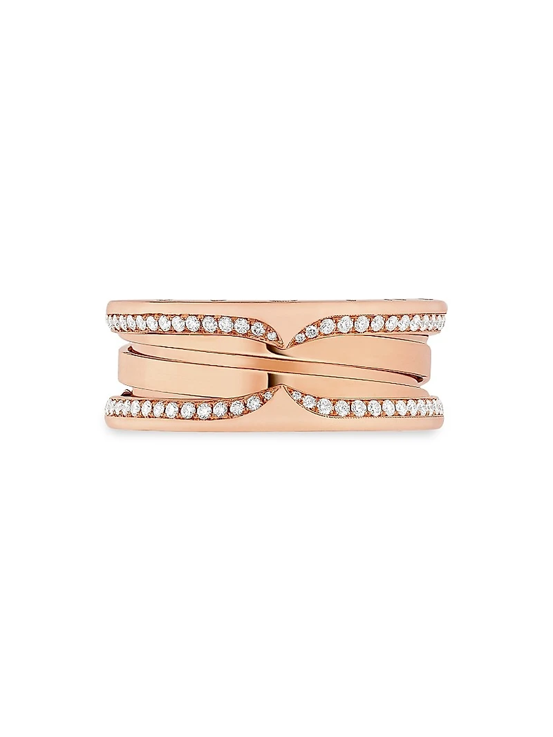 B.zero1 18K Rose Gold & 0.43 TCW Diamond 3-Band Ring